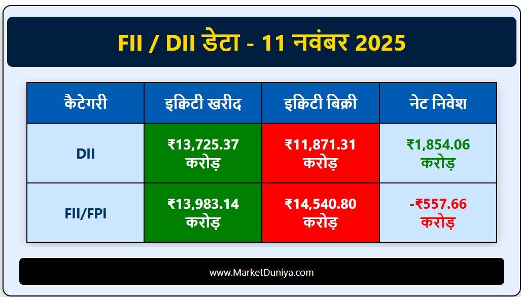 FII DII Data Today – 11/11/2025 – NSE मार्केट डेटा